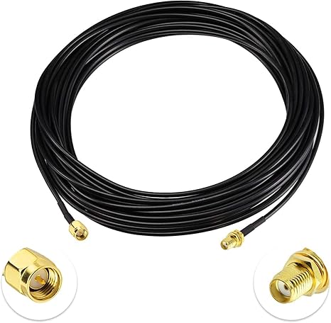 SMA Male to SMA Female Bulkhead Low Loss RG174 RF Coaxial Cable 10 Meter (33FT) -Pack -1
