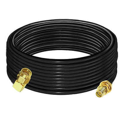 RG58 Coaxial Jumper Cable 32.8ft (10m) | RP-SMA Male to RP-SMA Female Low Loss Extension Cable -Pack -1