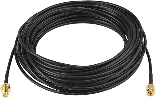 RP-SMA Male to RP-SMA Female Bulkhead Low Loss RG174 RF Coaxial Cable 10 Meter (33FT) -Pack -1