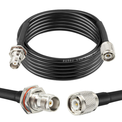 ABONIX RG58 TNC Male to TNC Female Bulkhead RF Cable 10M (32.8FT), 50 Ohm