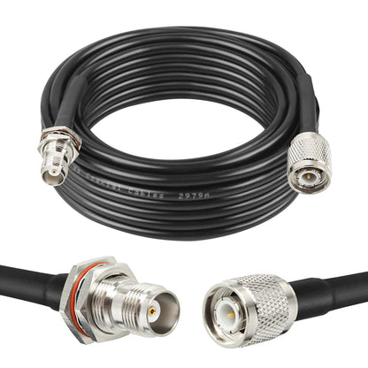 ABONIX RG58 TNC Male to TNC Female Bulkhead RF Cable 15M (49.2FT), 50 Ohm