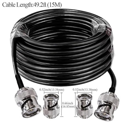 BNC Male to BNC Male RG58 50 Ohm – 49.2ft (15M) Coaxial Jumper -Pack - 1