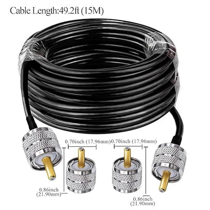 RG58 UHF Male to SMA Male Coaxial Jumper Cable 15 M (49.2 ft) Low Loss Extension Cable (Pack of 1)