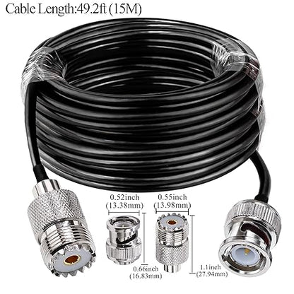 RG58 BNC Male to UHF Female Jumper Cable 49.2ft(15M)