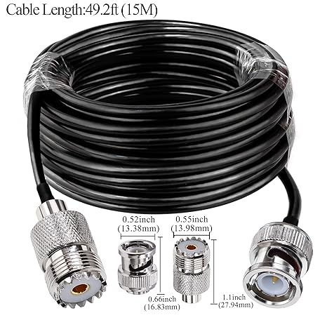 RG58 BNC Male to UHF Female Jumper Cable 49.2ft(15M)