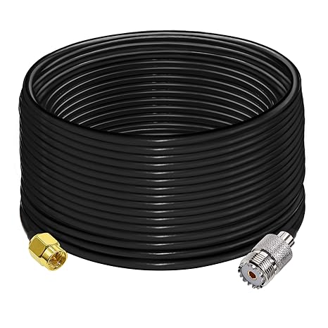 RG58 UHF Female to SMA Male Coaxial Jumper Cable 49.2ft (15M) Low Loss Extension Cable (Pack of 1)