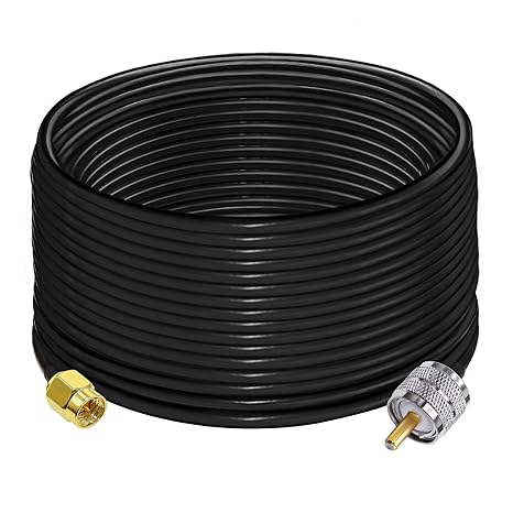 RG58 UHF Male to SMA Male Coaxial Jumper Cable 49.2ft (15M) Low Loss Extension Cable (Pack of 1)