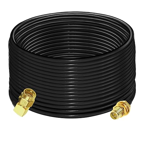 RG58 Coaxial Jumper Cable 49.2ft(15M) | RP-SMA Male to RP-SMA Female Low Loss Extension Cable -Pack -1