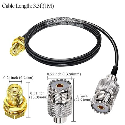 RG58 UHF Female to SMA Female Coaxial Jumper Cable 3.3ft(1 Meter) Low Loss Extension Cable (Pack of 1)
