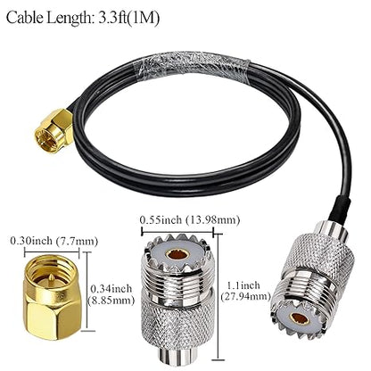 RG58 UHF Female to SMA Male Coaxial Jumper Cable 3.3ft(1 Meter) Low Loss Extension Cable (Pack of 1)