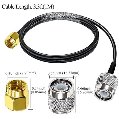 RG58 TNC Male to SMA Male Coaxial Jumper Cable 3.3ft(1 Meter) Low Loss Extension Cable (Pack of 1)