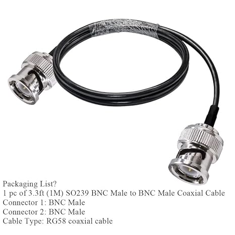 BNC Coax Cable BNC Coaxial Cable RG58 Low Loss 50 ohm BNC Male to BNC Male Extension Cable 3.3ft(1M)