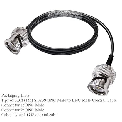 BNC Coax Cable BNC Coaxial Cable RG58 Low Loss 50 ohm BNC Male to BNC Male Extension Cable 3.3ft(1M)