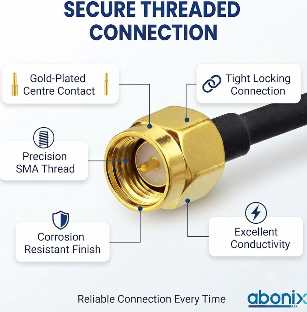 ABONIX SMA Male to SMA Male Cable 1M (3.3FT), RG174 50 Ohm