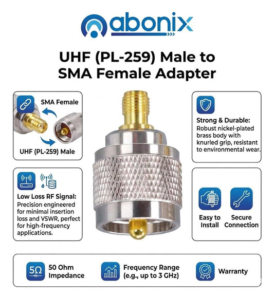 UHF Male to SMA Female Coax Adapter - Pack - 1