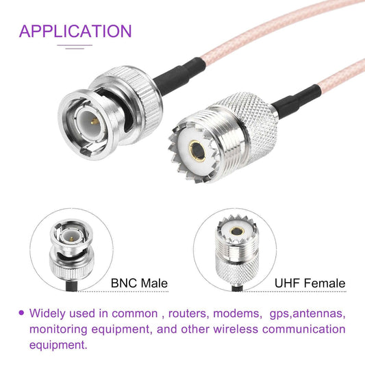 ABONIX RG316 BNC Male to UHF Female RF Coaxial Cable 1FT (30cm), Pack- 1