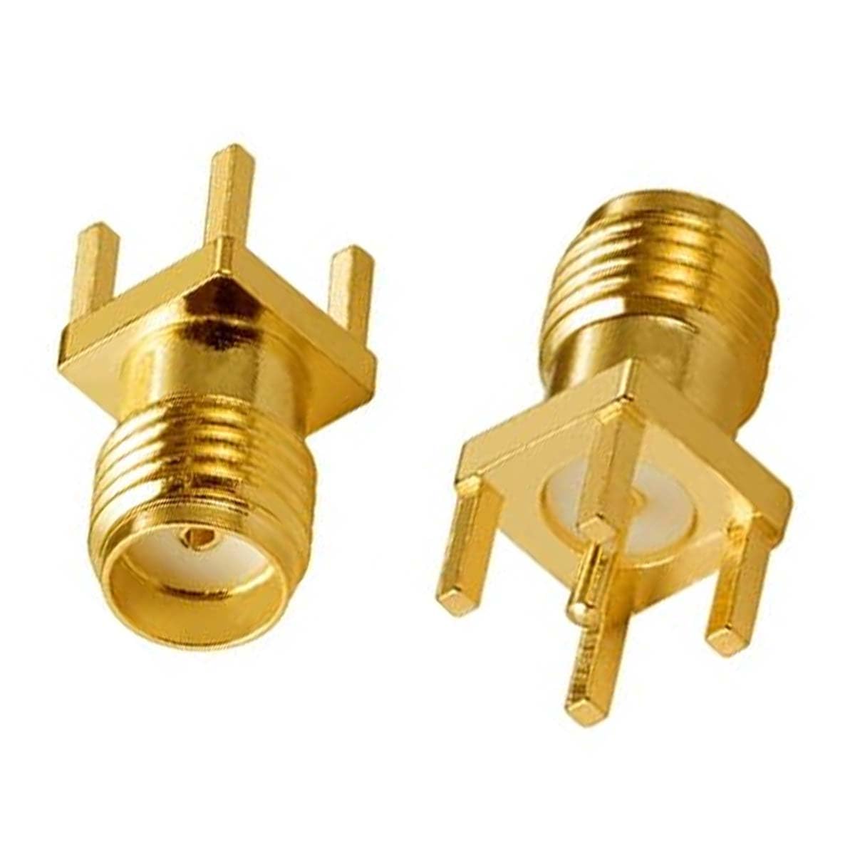 ABONIX SMA Female Straight PCB Mount RF Connector, Gold Plated 50 Ohm, Pack of 2