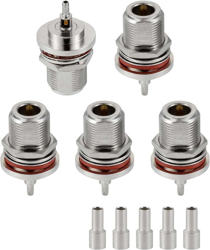 ABONIX N Female Bulkhead Crimp Connector for RG316/RG174 Pack- 5