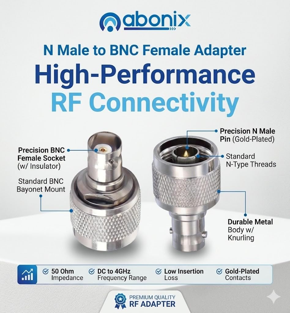 N Type Male To Bnc Female Jack Rf Coaxial Connector Pack Of 2