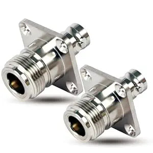 N Type Female to BNC Female 4 Hole Flange Panel Mount Adapter Connector (Pack of 2)