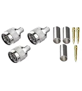 N Male Crimp Connector for Cable HLF-400 and LMR-400 (Pack of 3)