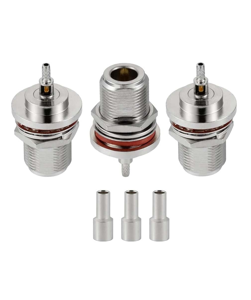 ABONIX N Female Bulkhead Crimp Connector for RG316/RG174 Pack- 3