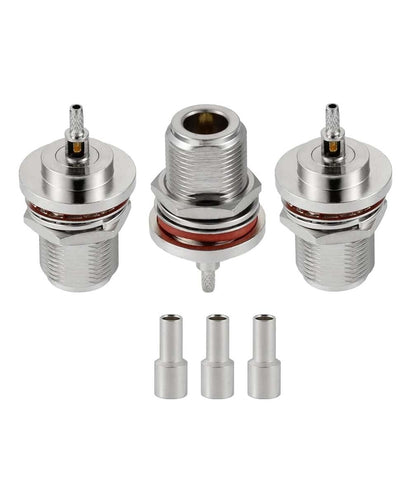 ABONIX N Female Bulkhead Crimp Connector for RG316/RG174 Pack- 3