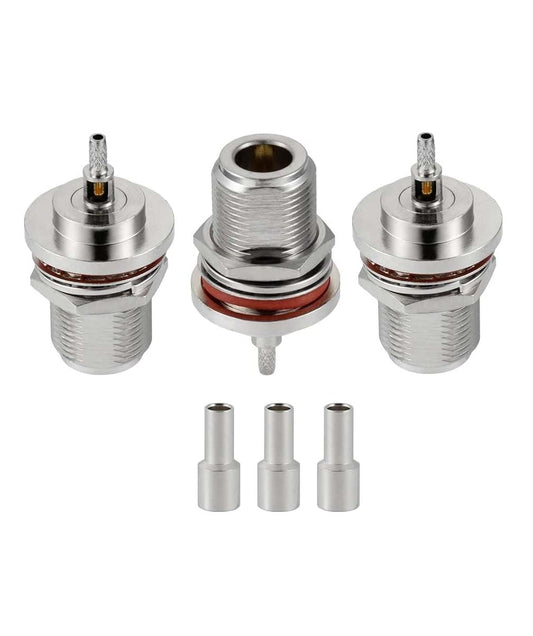 ABONIX N Female Bulkhead Crimp Connector for RG-316/RG-174 Pack- 3