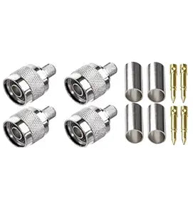 N Male Crimp Connector for Cable HLF-400 and LMR-400 (Pack of 4)