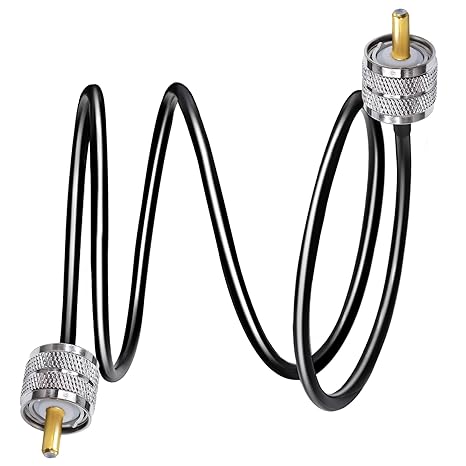 Jumber Cable UHF Male to Male Extension Cable 3.3 feet (1M) Low Loss RG58 RF Black Coaxial Cable - Pack - 1
