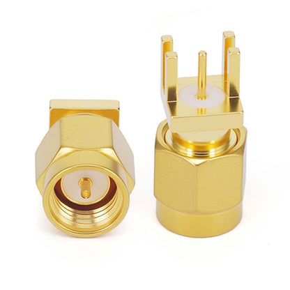 ABONIX SMA Male Straight PCB Mount RF Connector, Gold Plated 50 Ohm- Pack - 2