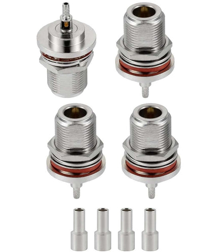 ABONIX N Female Bulkhead Crimp Connector for RG316/RG174 Pack- 4