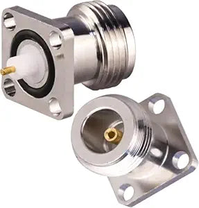 N Female 4 Hole 17.5mm PCB Solder RF Coaxial Adapter Connector (Pack of 2)