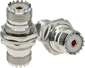 UHF Female to Female Nut Bulkhead Panel Mount Connector SO-239 Bulkhead Adapter (Pack of 2)