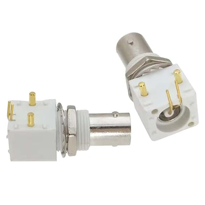 BNC Female Right Angle Solder PCB Mount with Nut Bulkhead Connector - Pack - 2