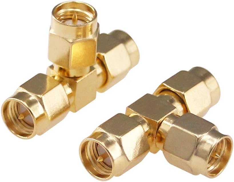 SMA Tee Splitter 2-Way, SMA Male to Dual Male Splitter Antenna Adapter Converter - Pack - 2