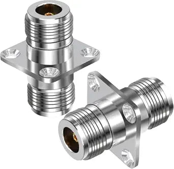 N-Type Female to Female 4 Hole Flange Panel Mount RF Connector Adapter (Pack 2)