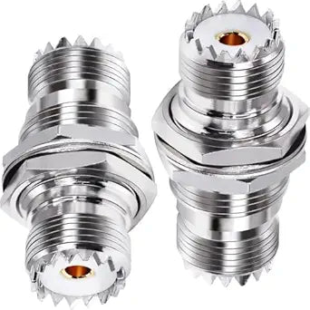 UHF Female to Female Nut Bulkhead Panel Mount Coax Adapter (Pack of 2)