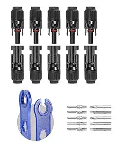 Solar Panel Cable Connectors with Spanners – 5 Pairs Male & Female MC4 Solar Connectors