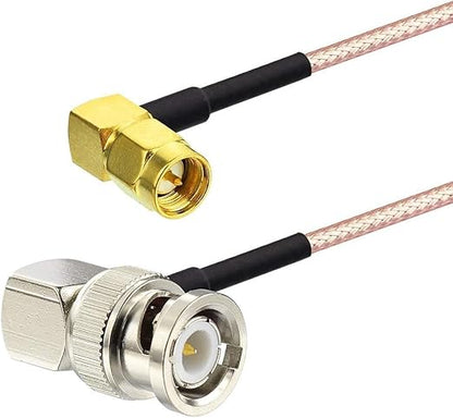 RG316 BNC Male to SMA Male Right Angle Coaxial Jumper Cable 20 inch (1.5ft) Low Loss Extension Cable -Pack -1