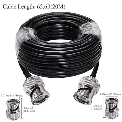 RG58 BNC Male to BNC Male Jumper, Low Loss 50 ohm CB Radio Coax Cable 65.6ft(20M) -Pack - 1