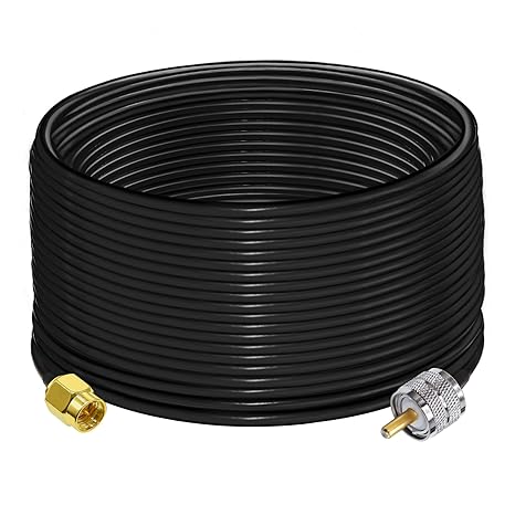 RG58 UHF Male to SMA Male Coaxial Jumper Cable 65.6ft(20M) Low Loss Extension Cable (Pack of 1)