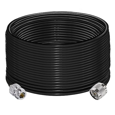 RG58 Coaxial Jumper Cable – N Male to N Female Low Loss RF Extension Cable (20M / 65.6FT) (1-Pack)