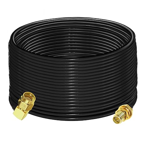RG58 RP-SMA Male to RP-SMA Female Coaxial Jumper Cable 65.6ft(20M) Low Loss Extension Cable -Pack -1