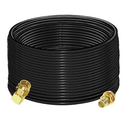 RG58 RP-SMA Male to RP-SMA Female Coaxial Jumper Cable 65.6ft(20M) Low Loss Extension Cable -Pack -1