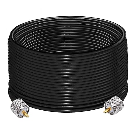 Jumber Cable UHF Male to Male Extension Cable 65.6ft(20M) Low Loss RG58 RF Black Coaxial Cable - Pack - 1