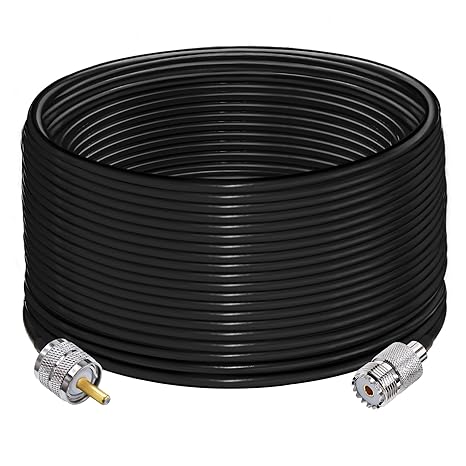 RG58 UHF Coax Cable 65.6ft (20 Meter) Low Loss UHF Male to UHF Female Extension Jumper Coaxial Cable - Pack 1