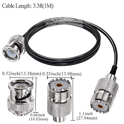 RG58 Low Loss Cable 3.3 feet (1M) BNC Male to Female Extension Cable