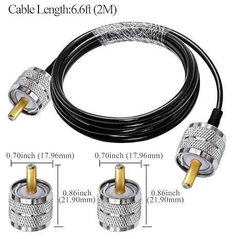 RG58 UHF Male to SMA Male Coaxial Jumper Cable, 6.6ft (2 Meter) Low Loss Extension Cable (Pack of 1)