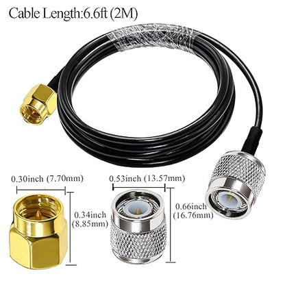 RG58 TNC Male to SMA Male Coaxial Jumper Cable 6.6ft(2 Meter) Low Loss Extension Cable (Pack of 1)